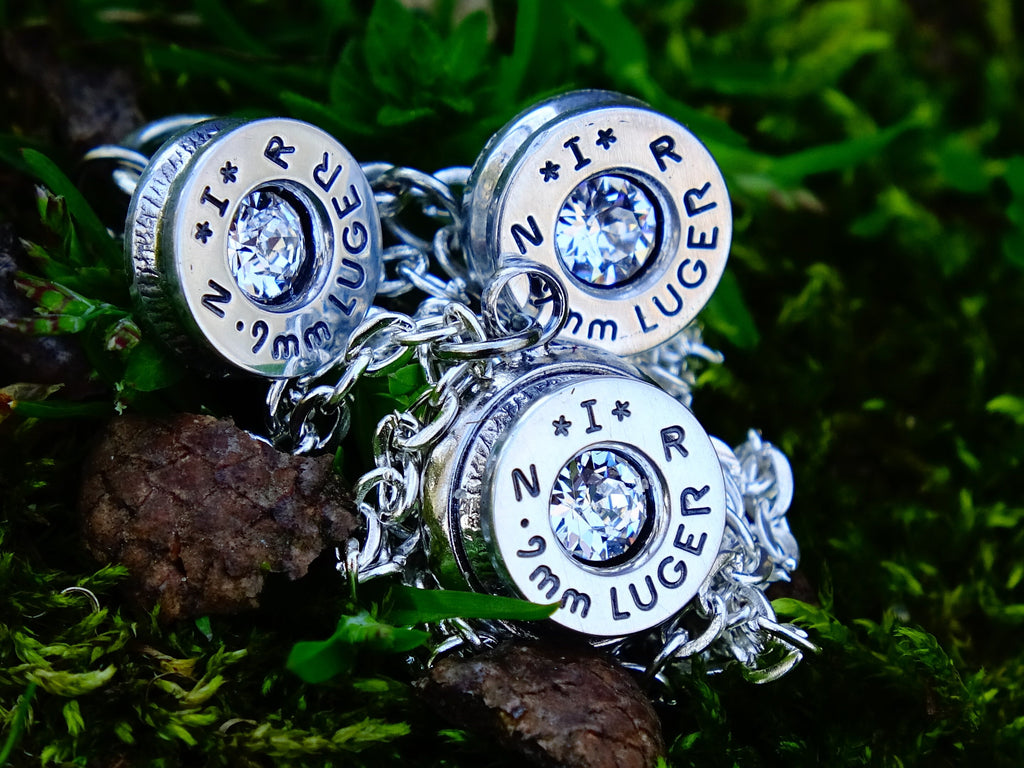 Bullet earring necklace set 9mm clear silver __etsy:2342618401