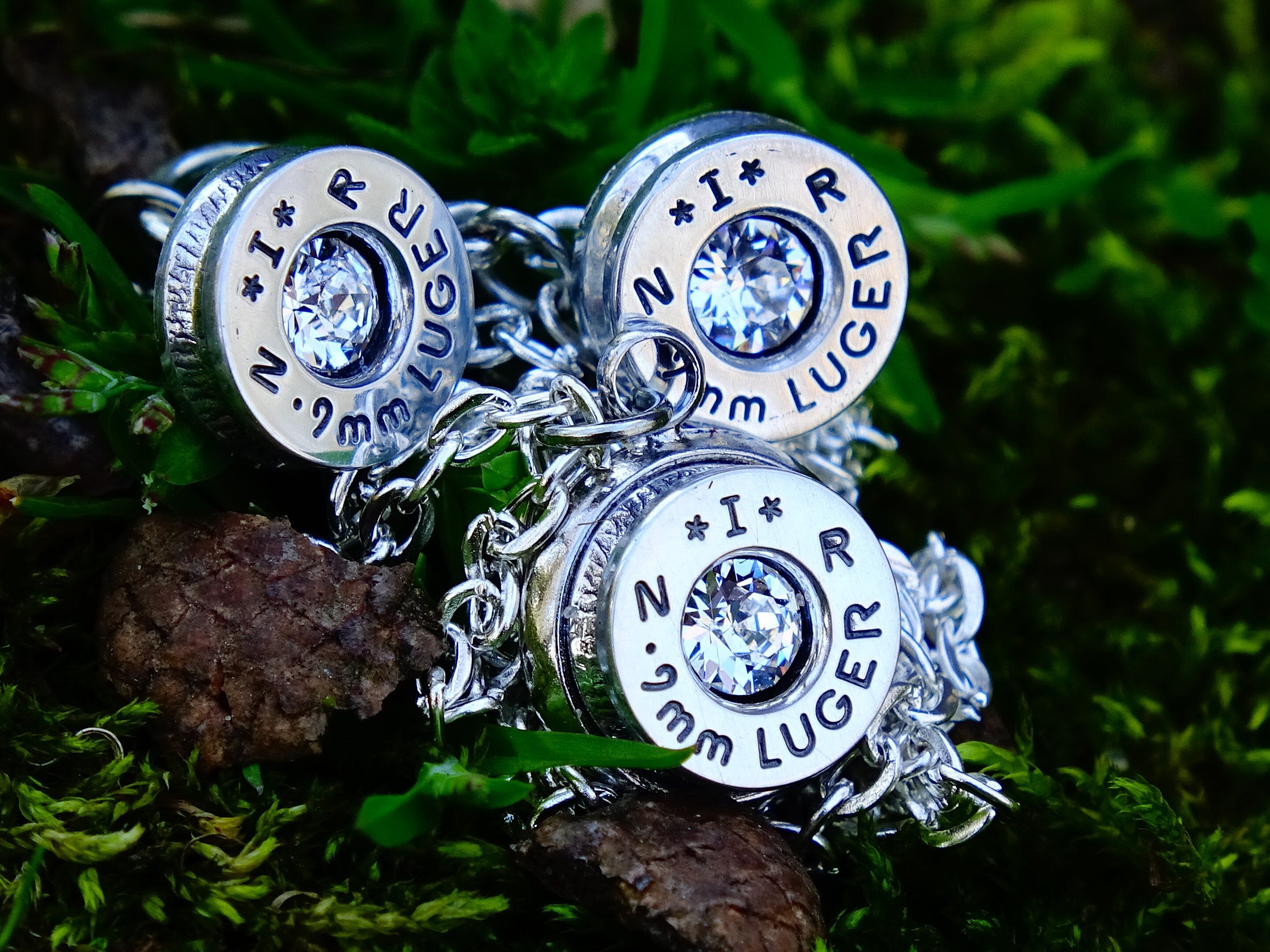 Bullet earring necklace set 9mm clear silver __etsy:2342618401