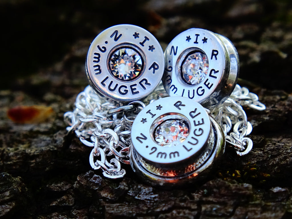 Bullet earring necklace set 9mm clear silver __etsy:2295008722