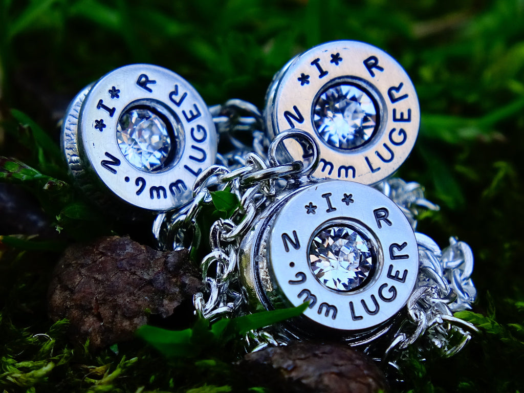 Bullet earring necklace set 9mm clear silver __etsy:2342618209