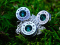 Bullet earring necklace set 9mm emerald silver __etsy:2295405242