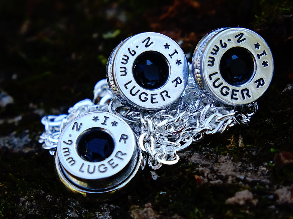 Bullet earring necklace set 9mm onyx silver __etsy:2343006639