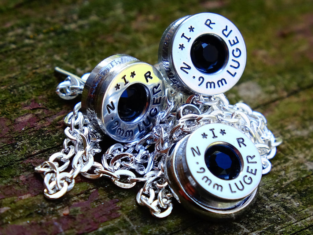 Bullet earring necklace set 9mm onyx silver __etsy:2295398222