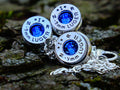 Bullet earring necklace set 9mm sapphire silver __etsy:2295192612
