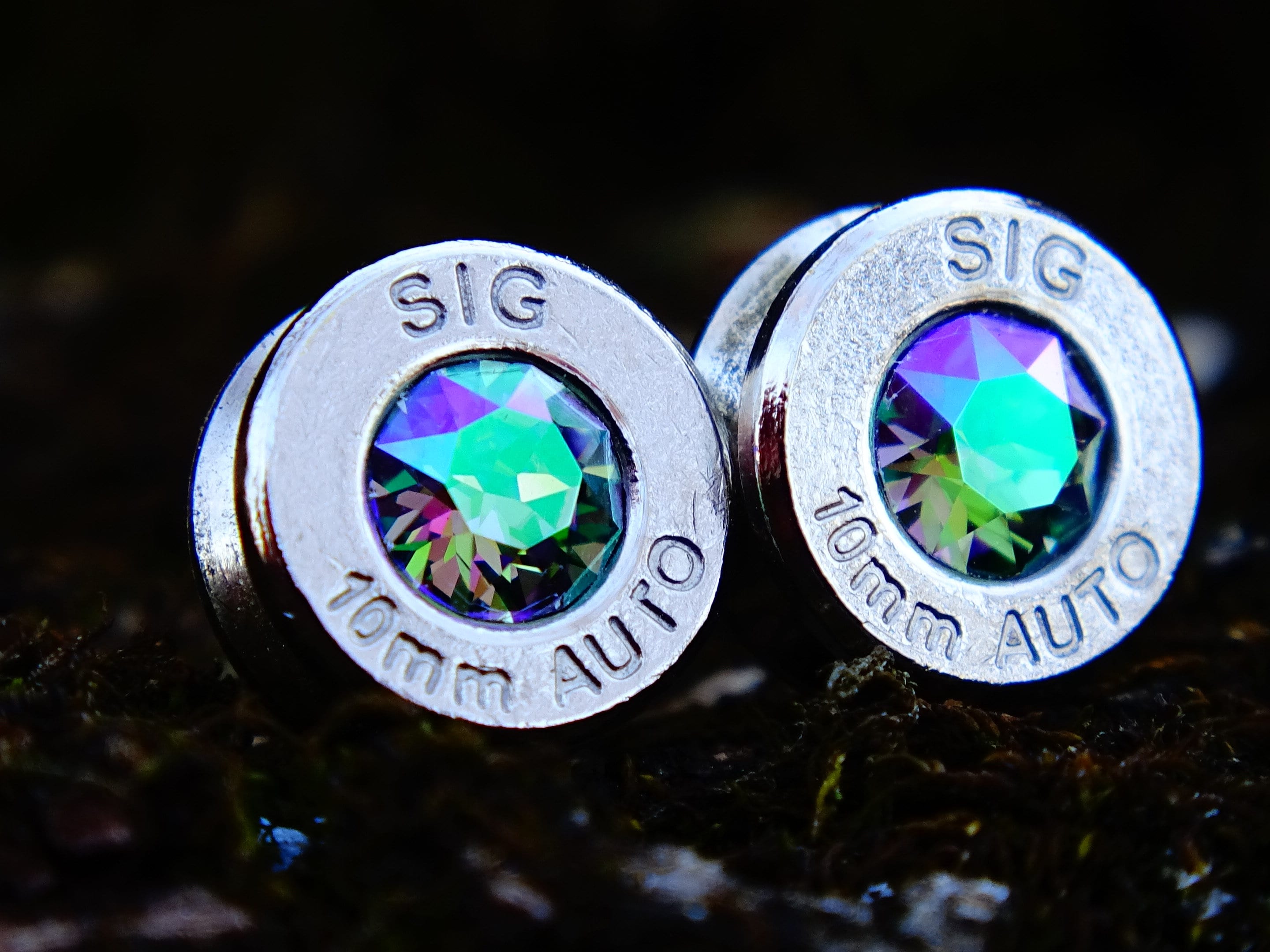 Bullet earrings alexandrite