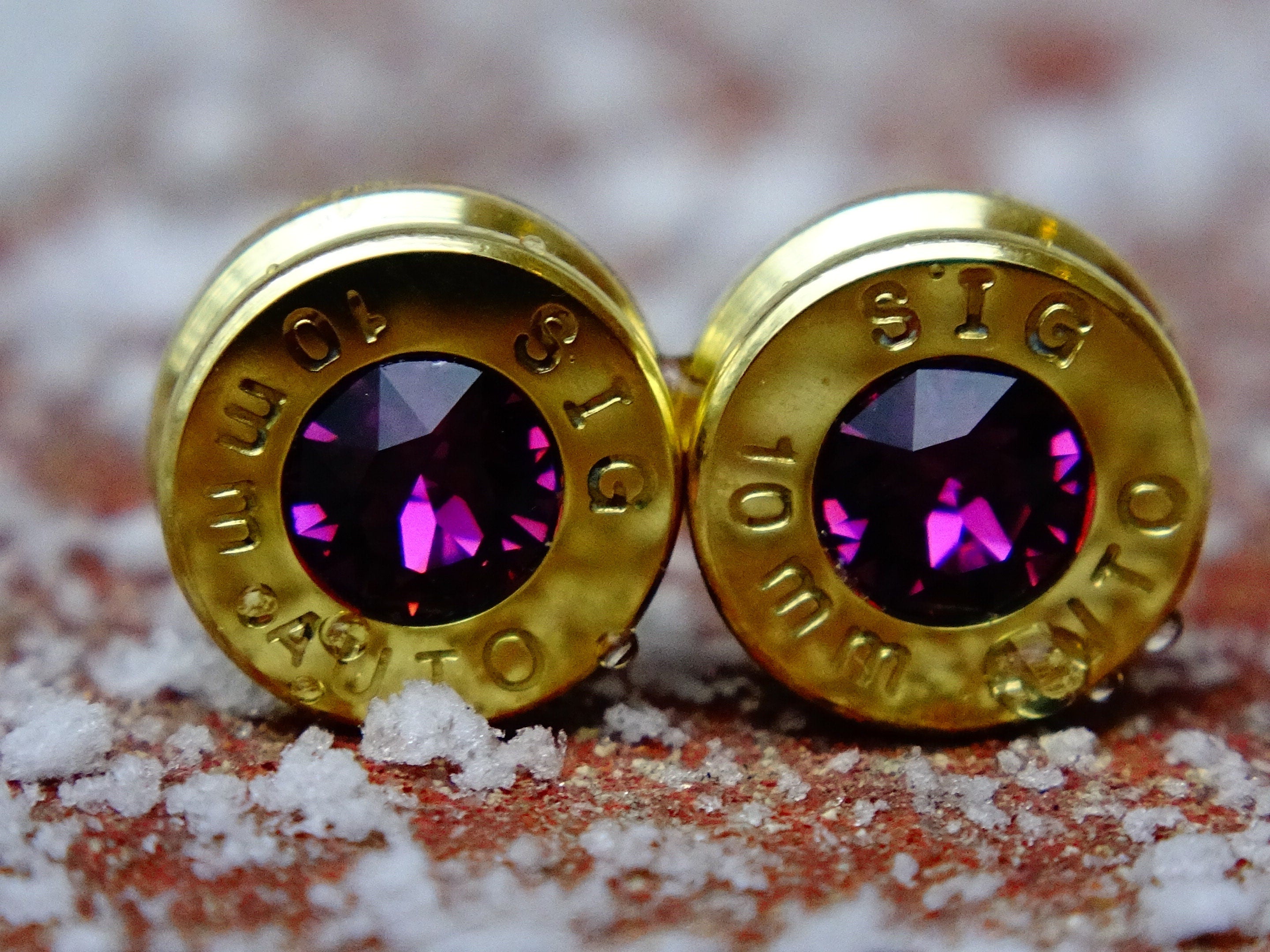 Bullet earrings amethyst