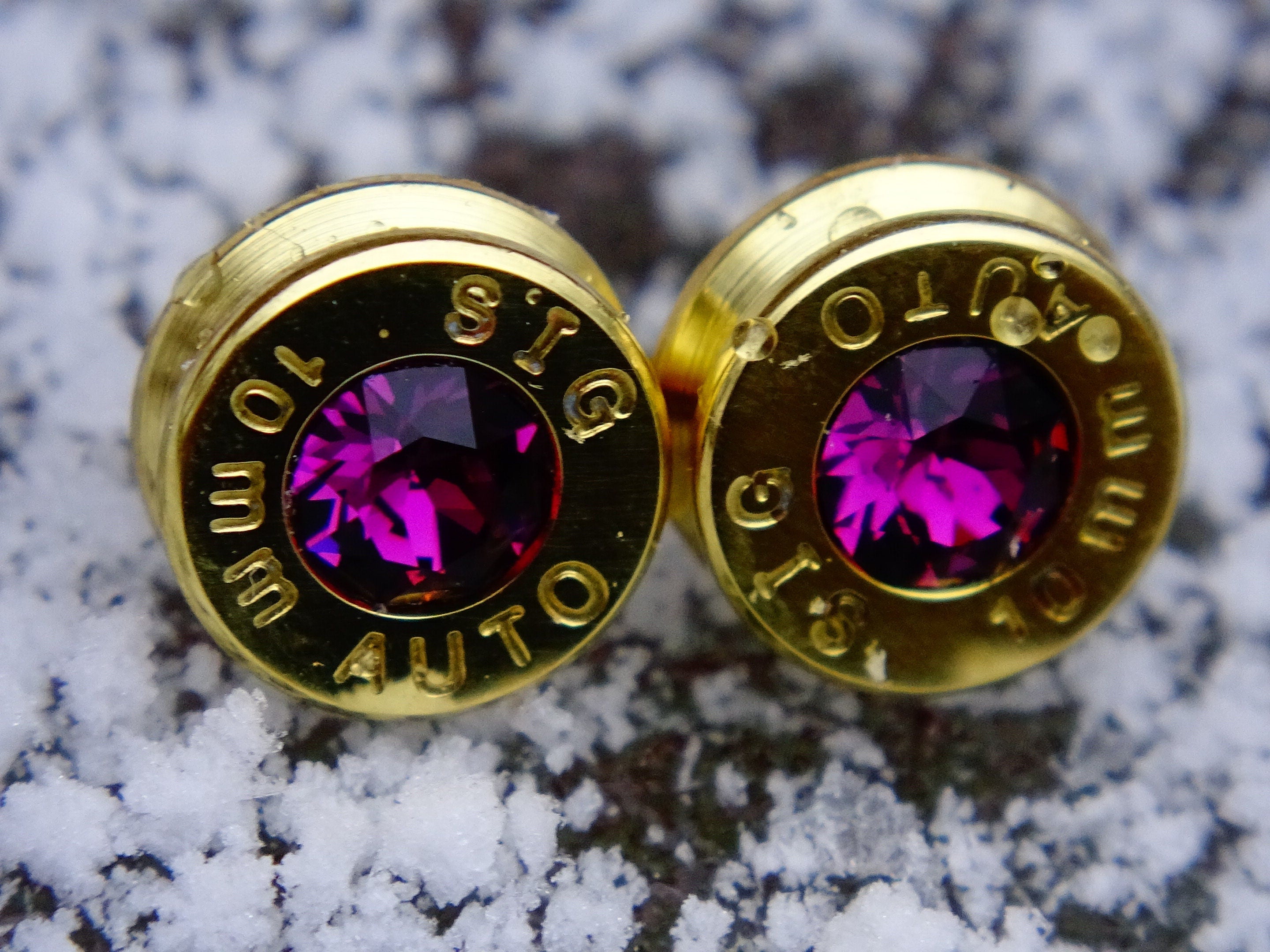 Bullet earrings amethyst