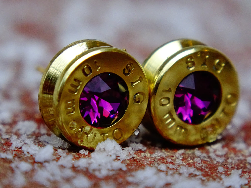 Bullet earrings amethyst