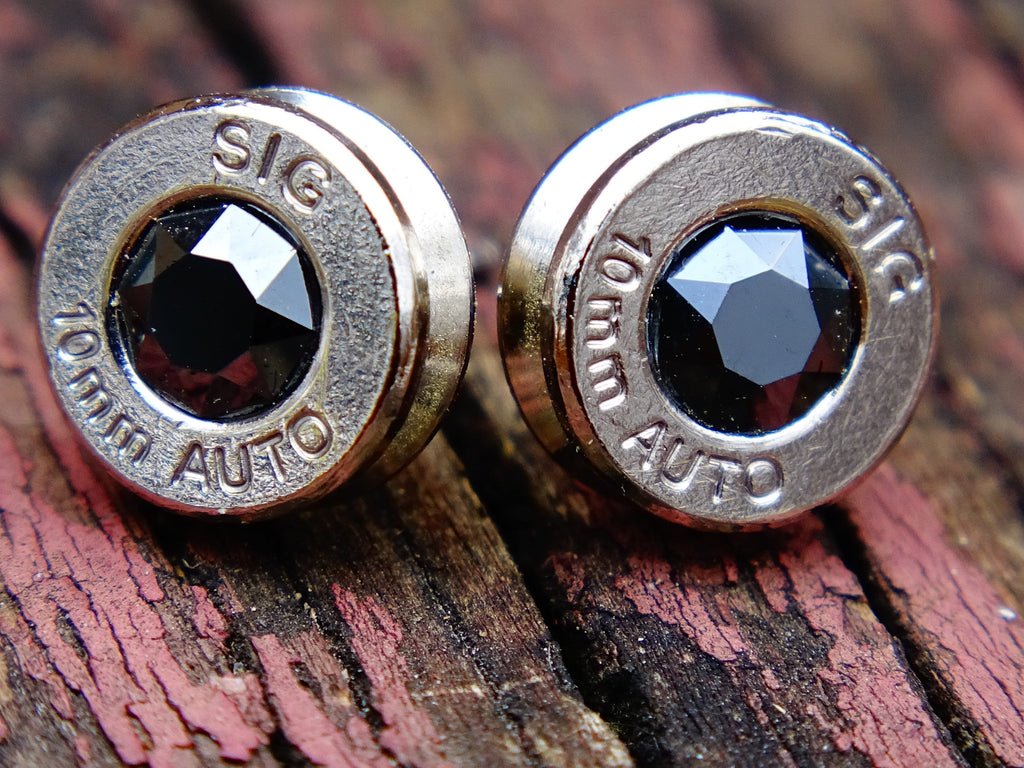 Bullet earrings black onyx swarovski
