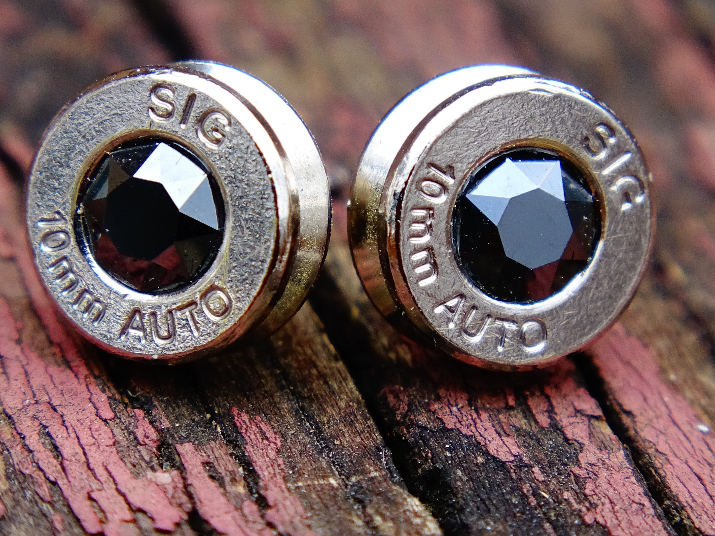 Bullet earrings black onyx swarovski