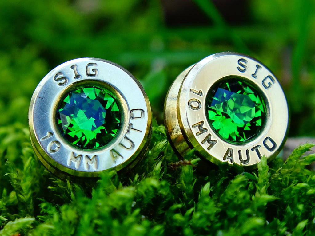 Bullet earrings bright green