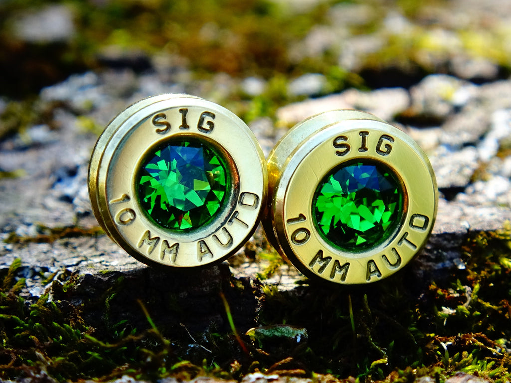Bullet earrings bright green