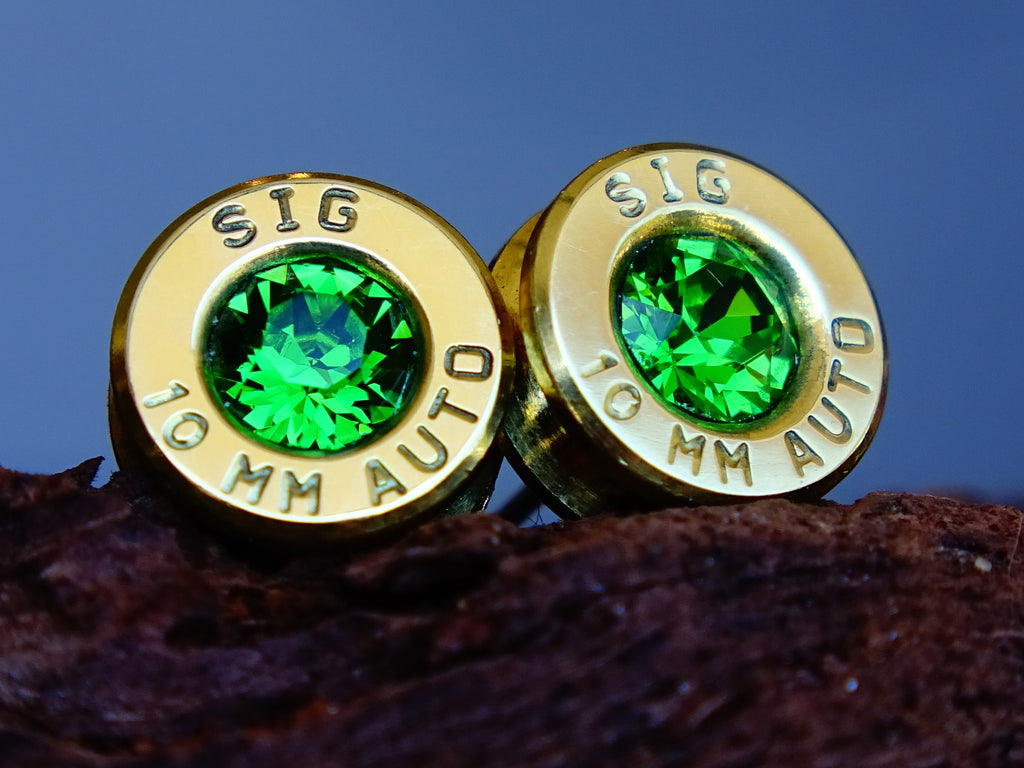 Bullet earrings bright green