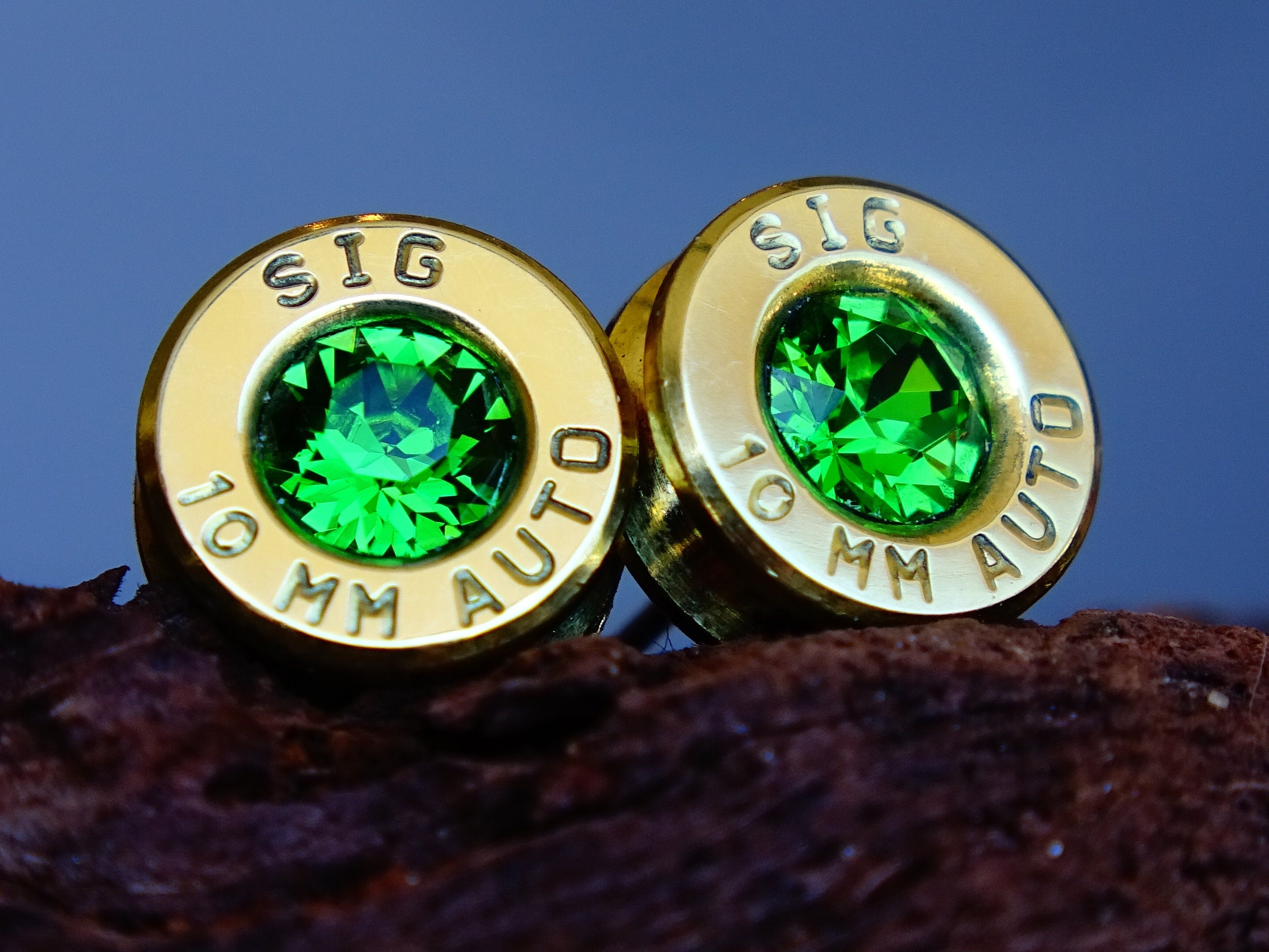 Bullet earrings bright green