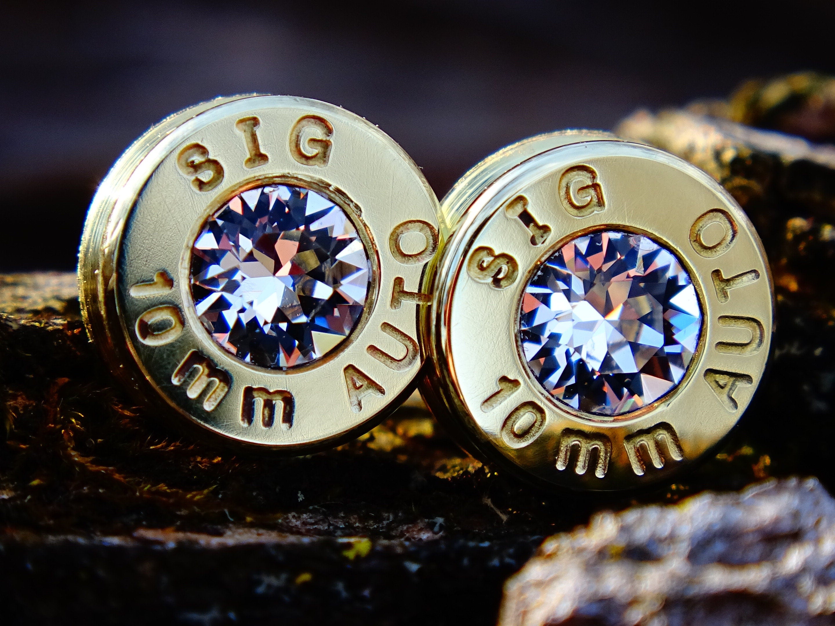 Bullet earrings clear cubic zirconia
