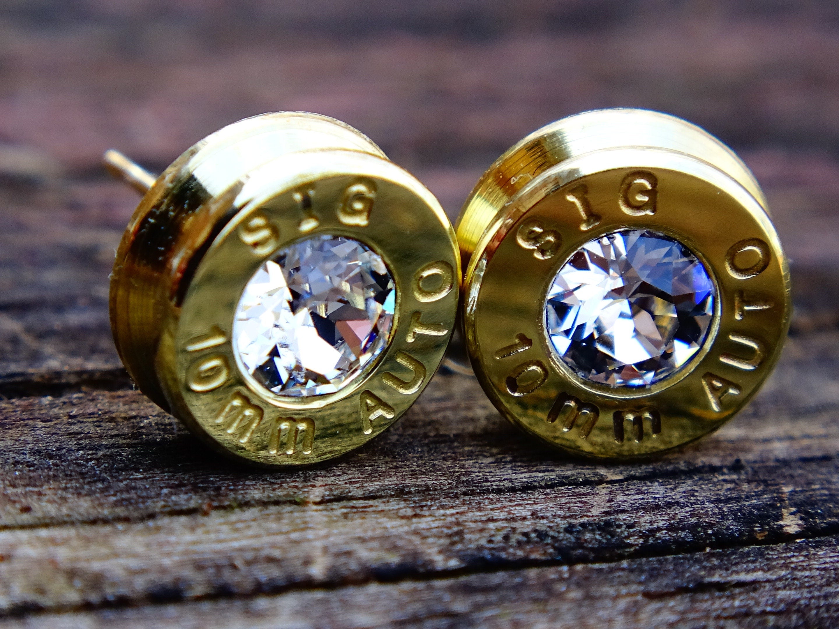 Bullet earrings clear cubic zirconia