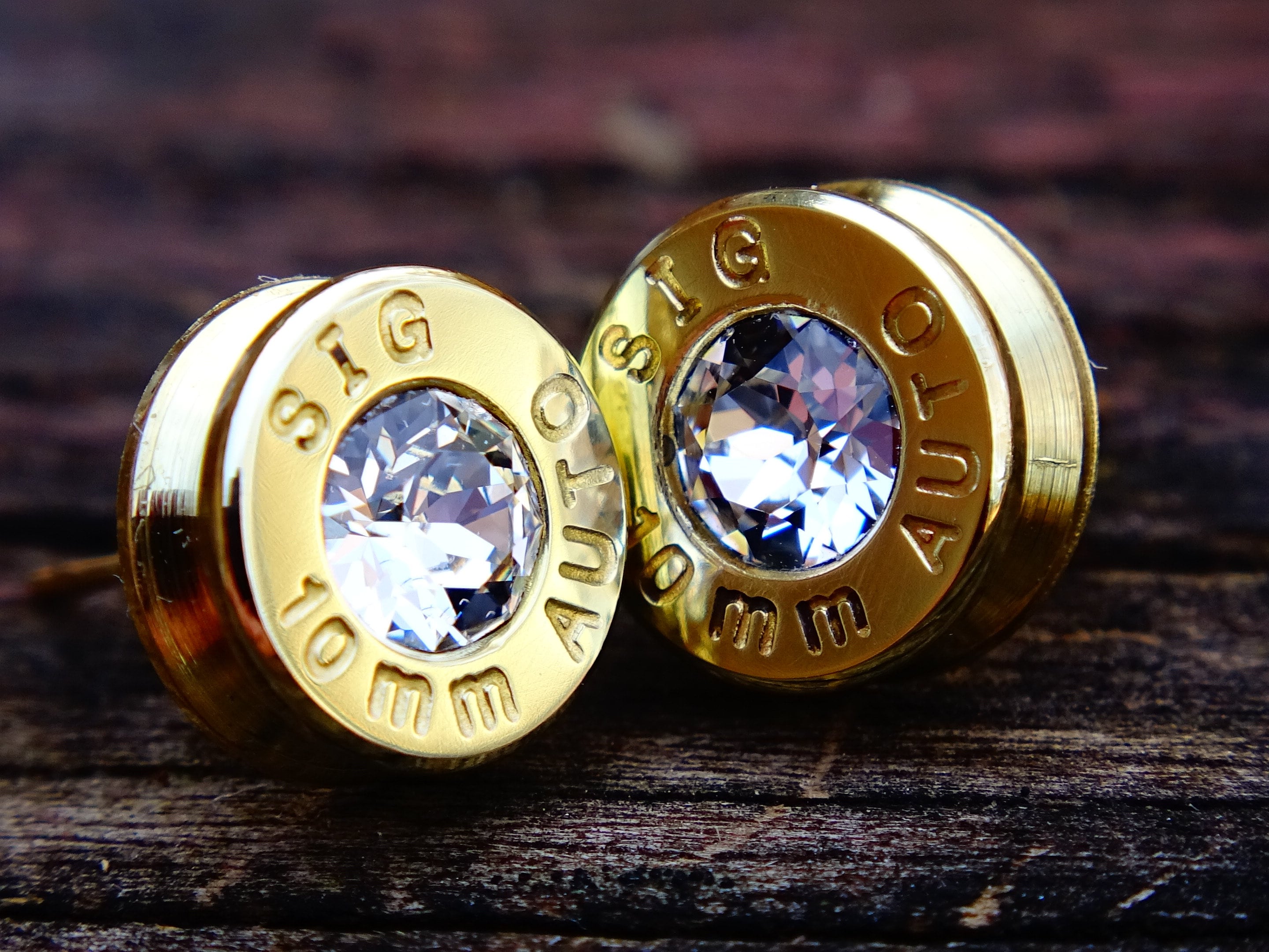 Bullet earrings clear cubic zirconia