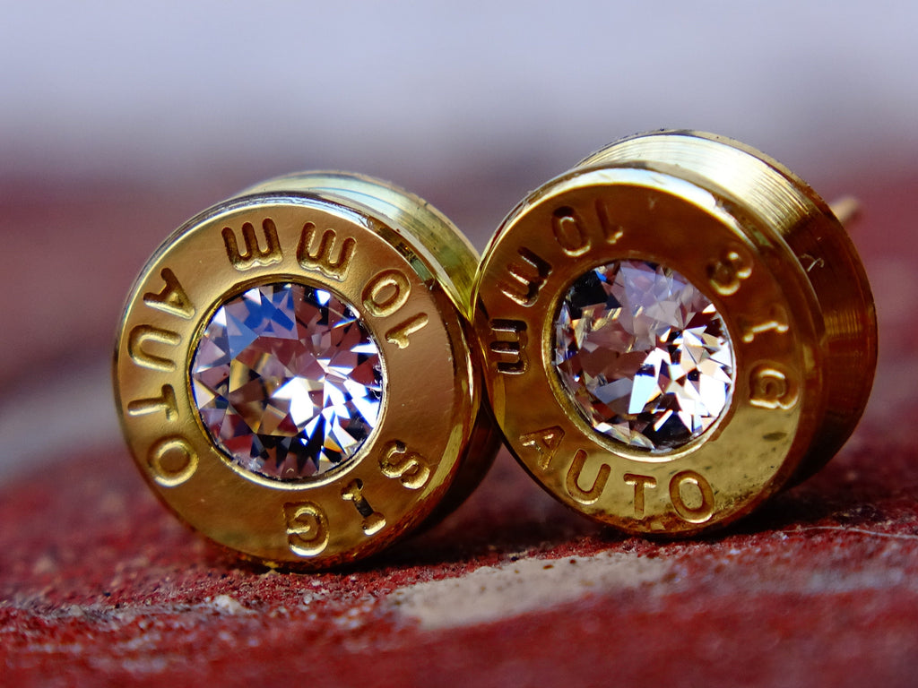 Bullet earrings clear cubic zirconia