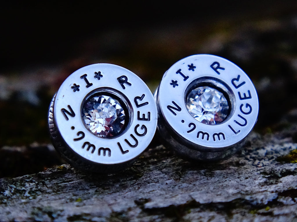 Bullet earrings clear 9mm __etsy:2294994088