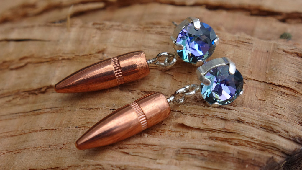 Bullet earrings dangle blue zircon 5.56 __etsy:2821983881