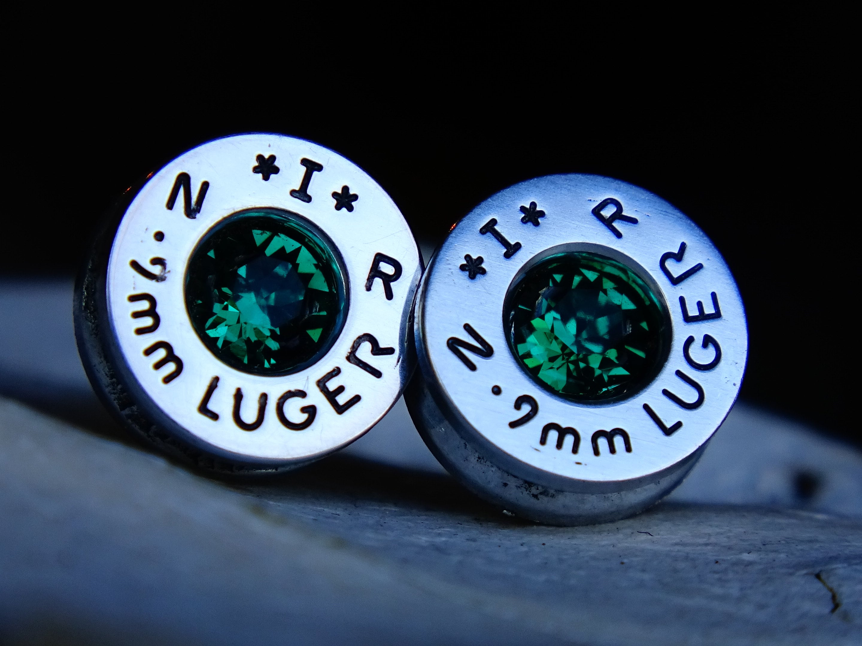 Bullet earrings emerald __etsy:2295400848