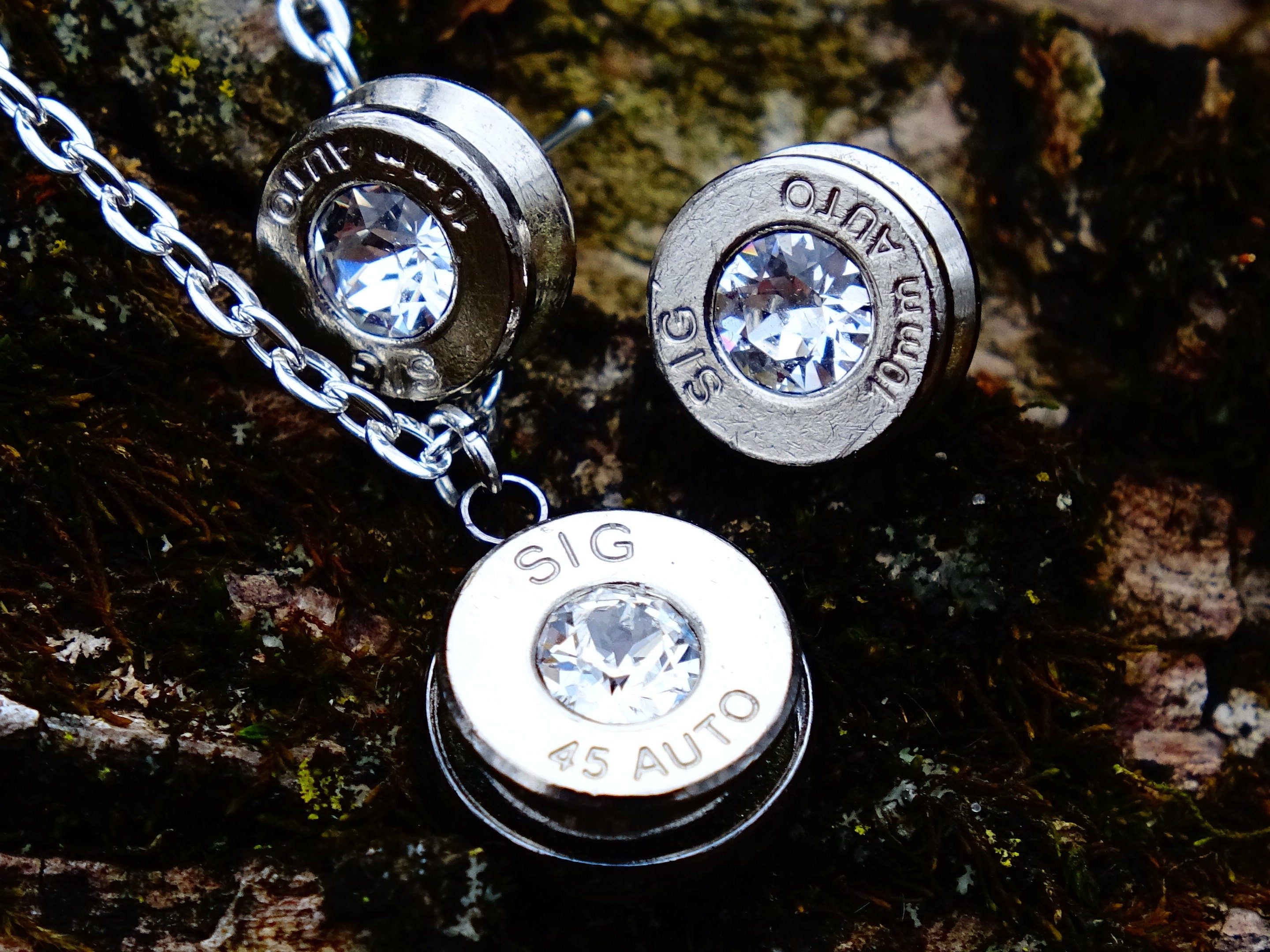 Bullet earrings & necklace
