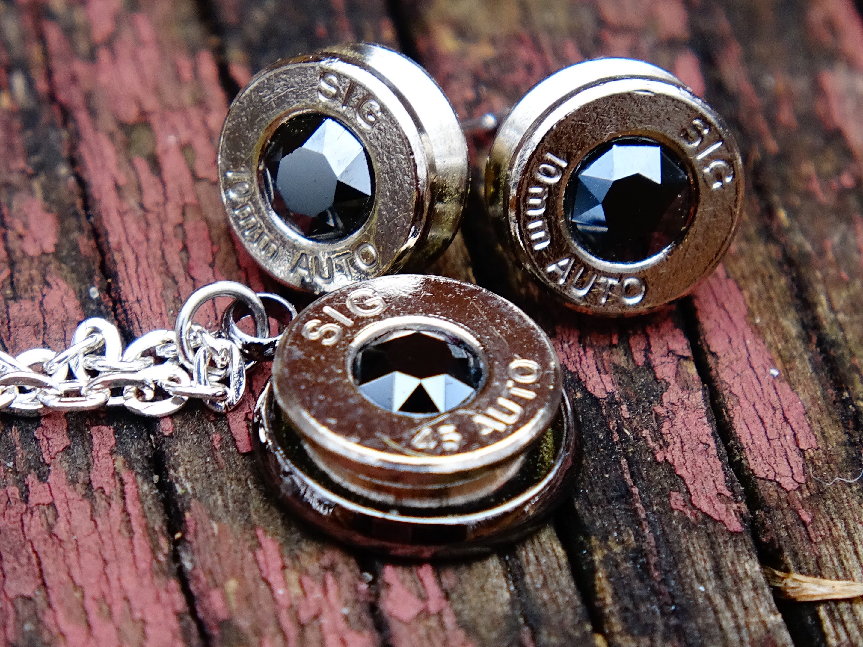 Bullet earrings & necklace