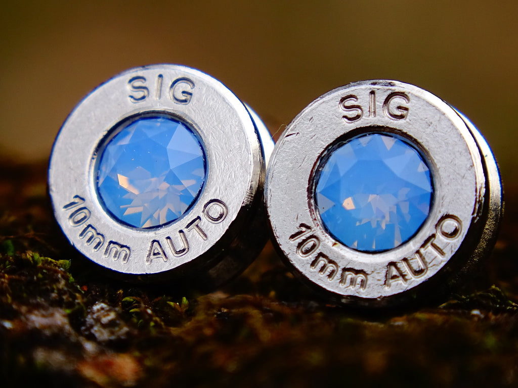 Bullet earrings & necklace blue opal __etsy:2306423871