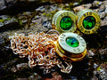 Bullet earrings & necklace bright green