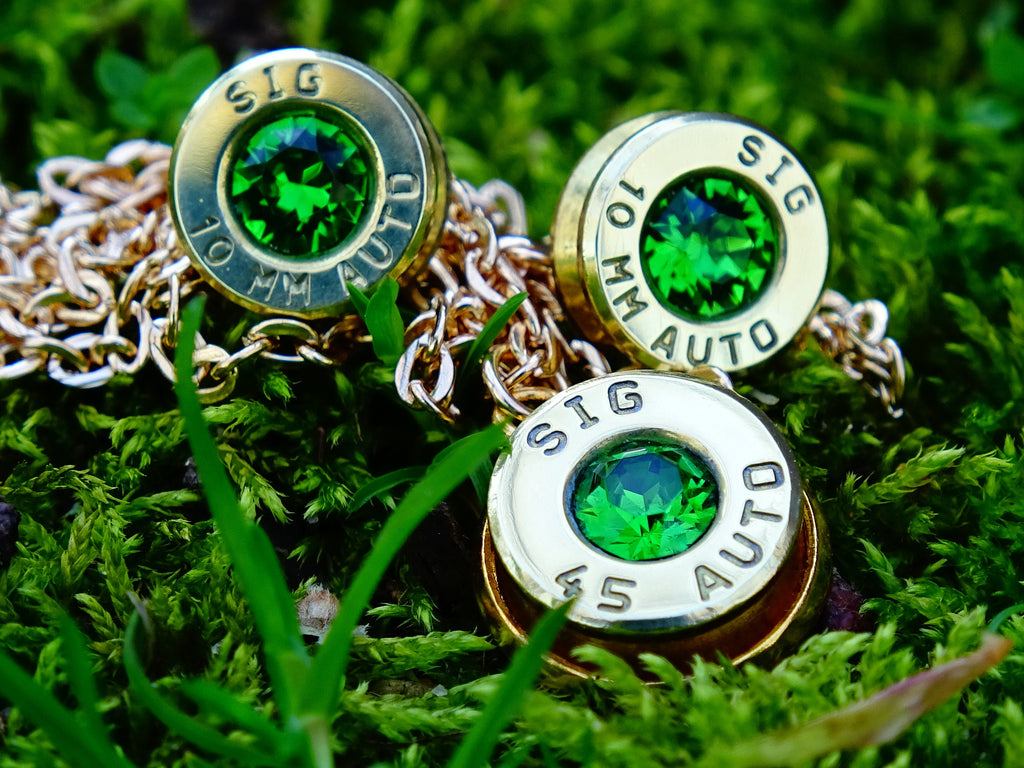 Bullet earrings & necklace bright green