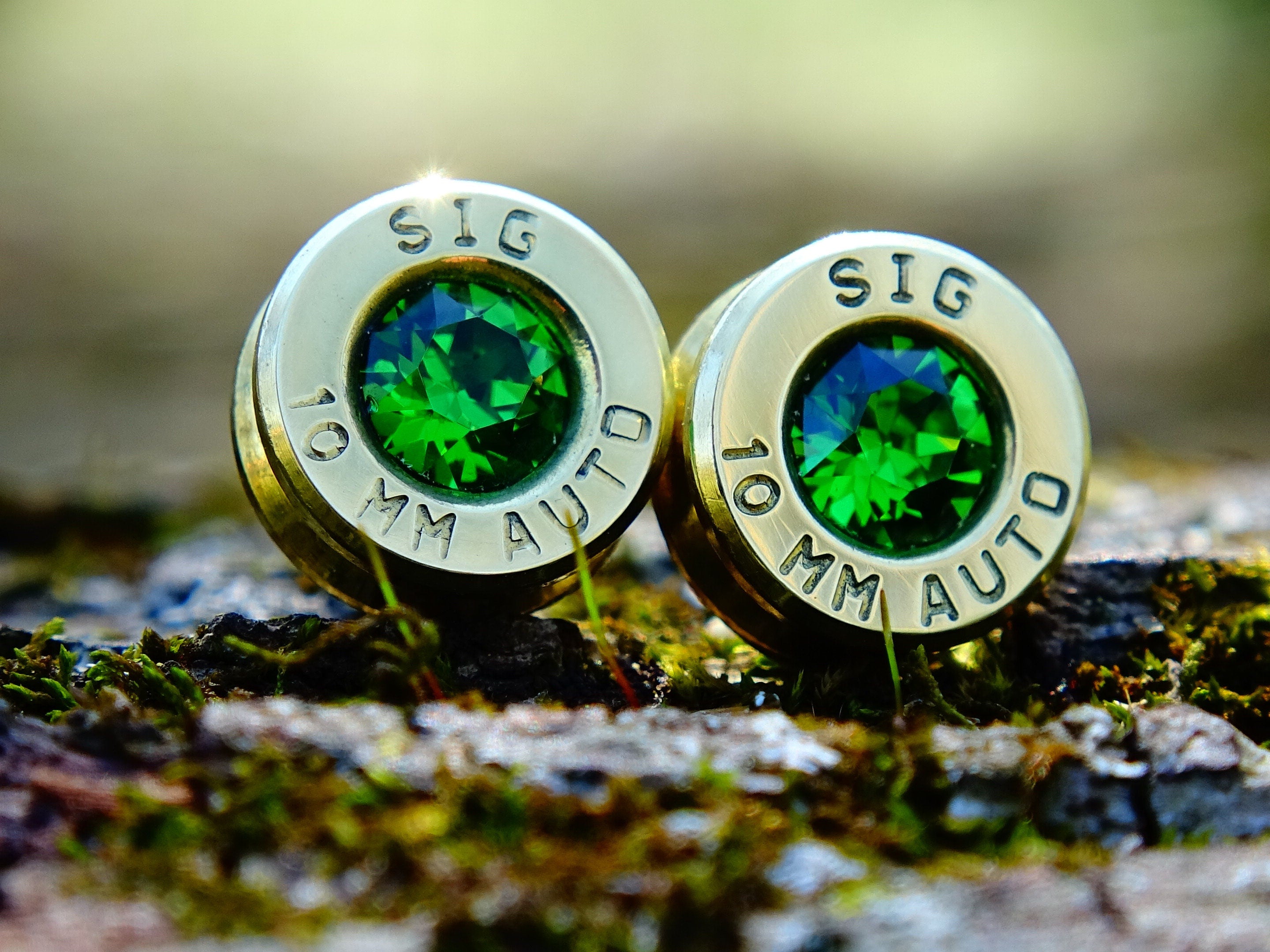 Bullet earrings & necklace bright green
