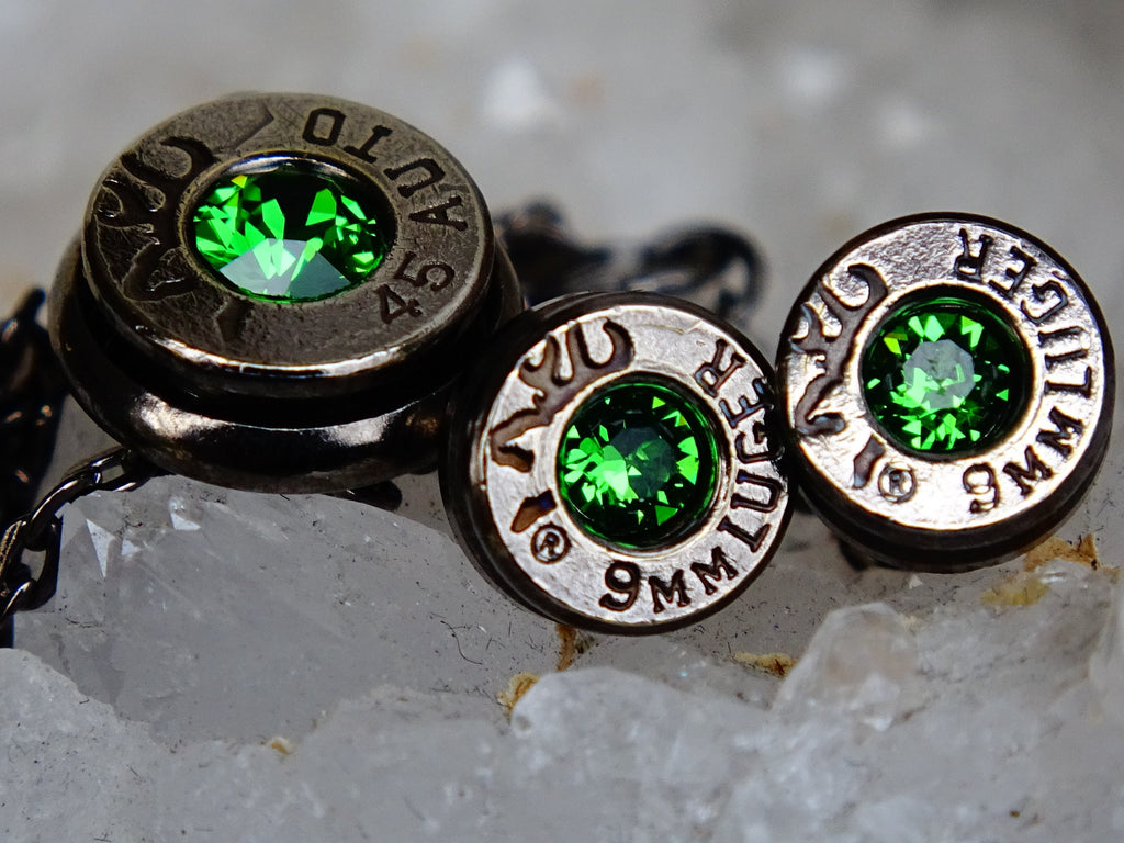 Bullet earrings & necklace green __etsy:2258854018