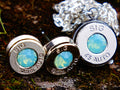 Bullet earrings & necklace green opal __etsy:2306435789