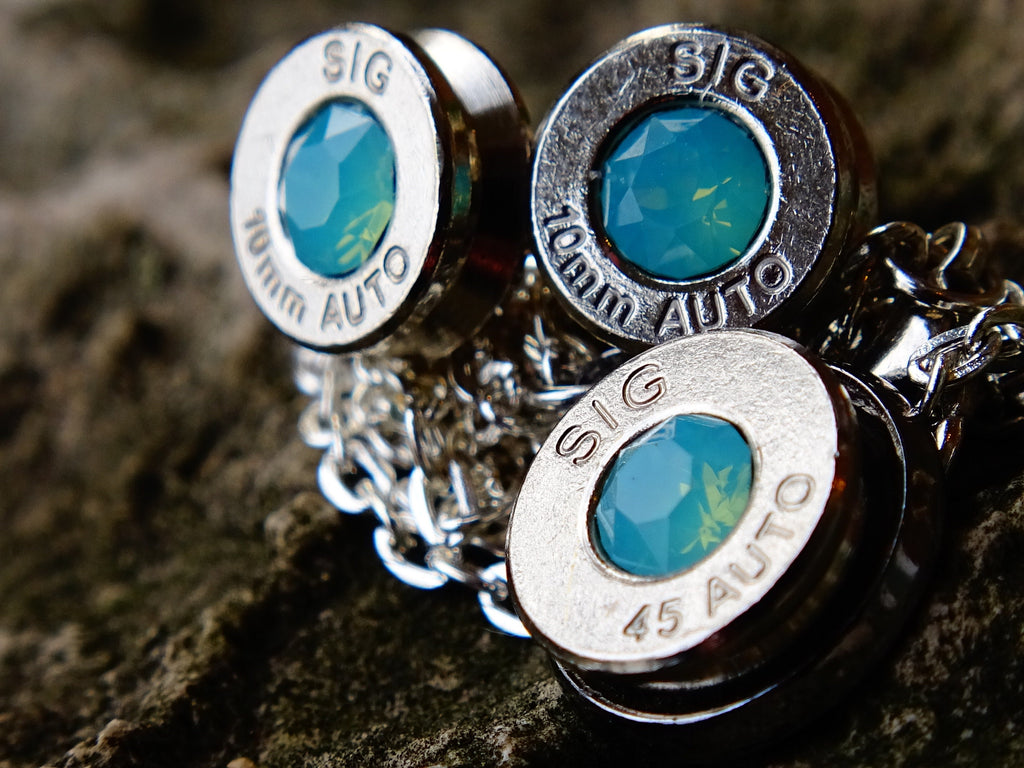 Bullet earrings & necklace green opal __etsy:2258833264