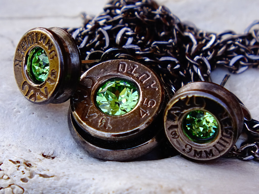 Bullet earrings & necklace peridot __etsy:2306398501