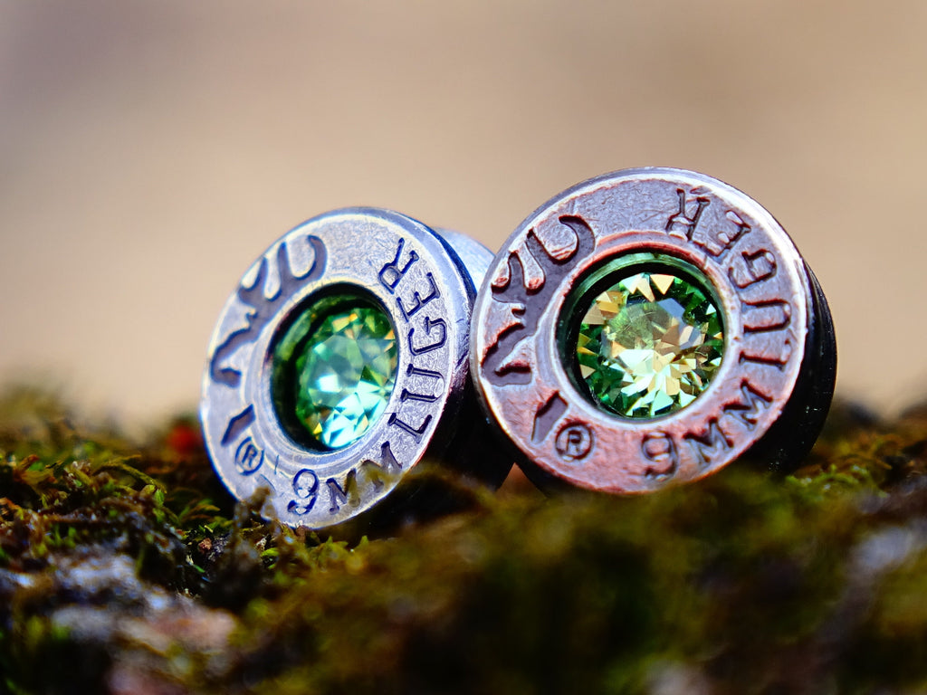 Bullet earrings & necklace peridot __etsy:2306398777