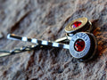 Bullet hair pins gun metal garnet red set __etsy:2245662875