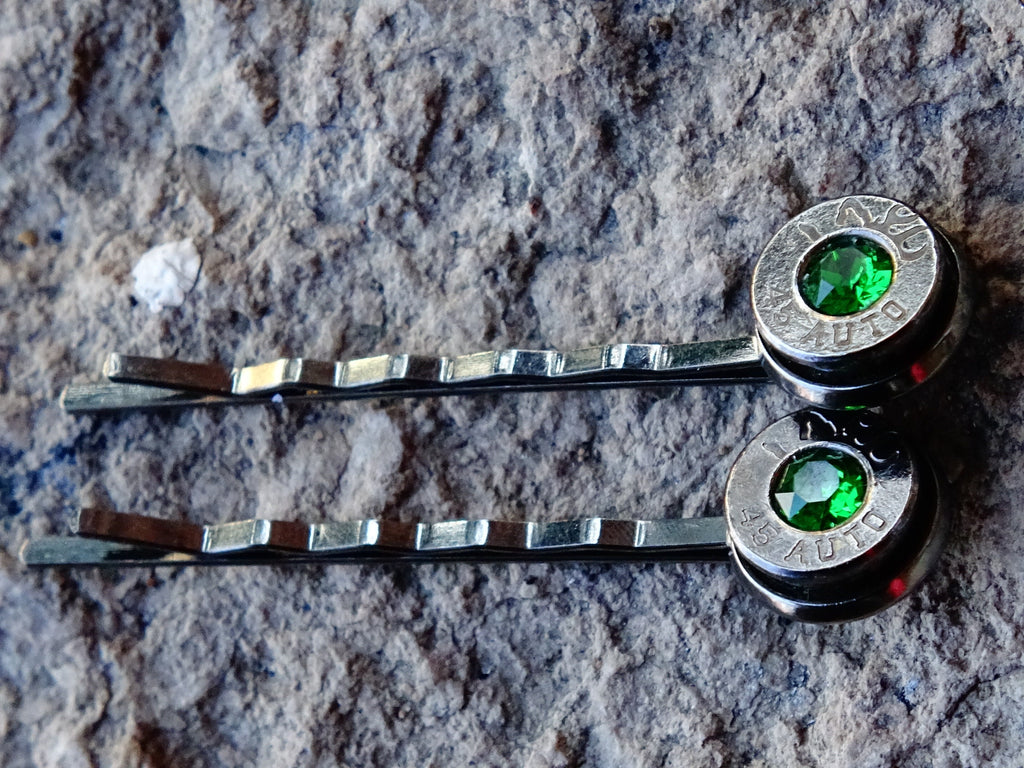 Bullet hair pins gun metal military green set __etsy:2198125900