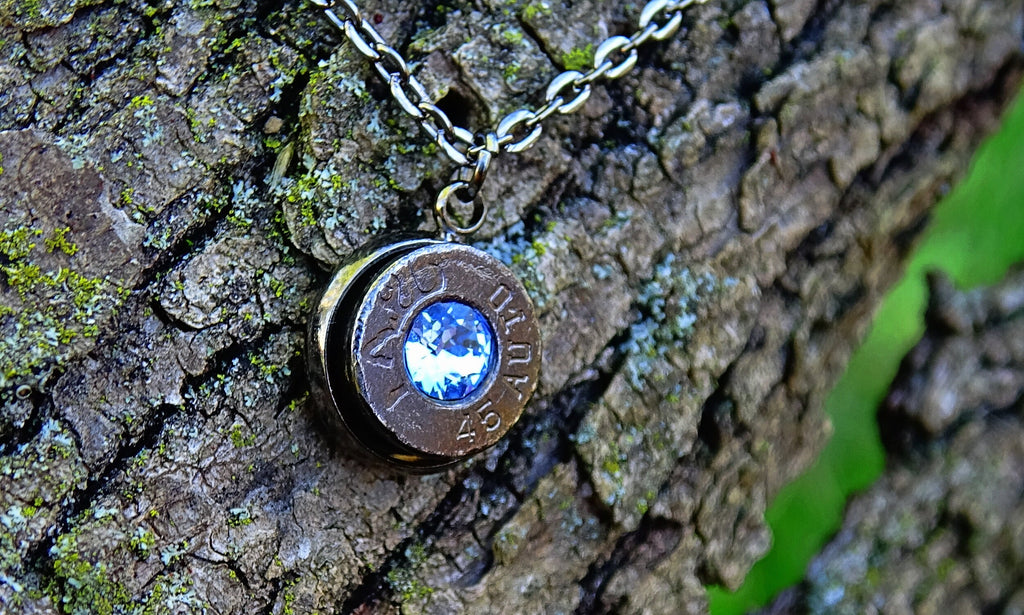 Bullet  jewelry necklace .45 acp Swarovski stone pendant __etsy:1940336083