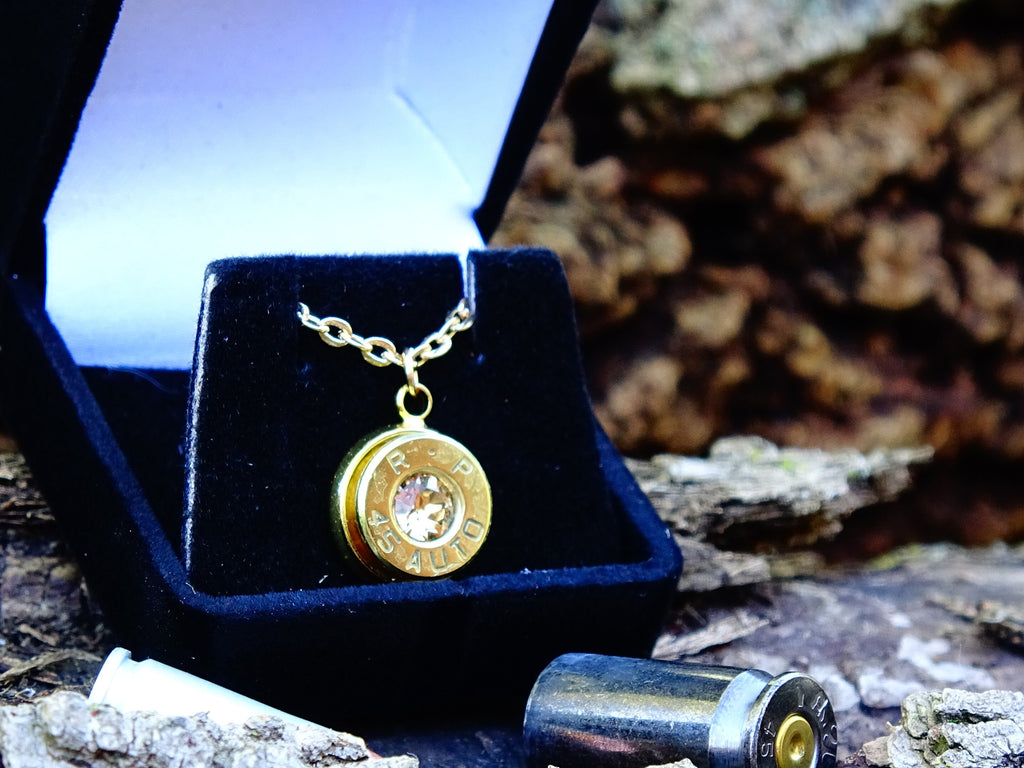Bullet  jewelry necklace .45 acp Swarovski stone pendant __etsy:1892811288