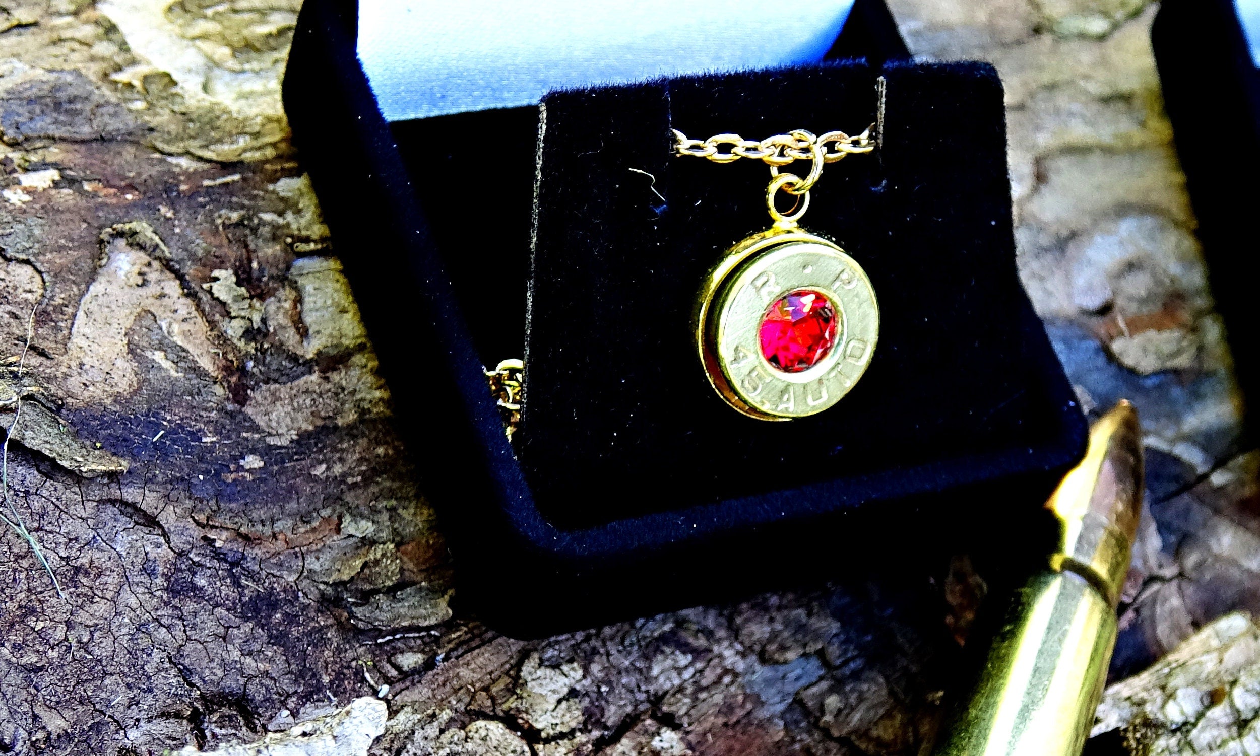 Bullet  jewelry necklace .45 acp Swarovski stone pendant __etsy:1940339611