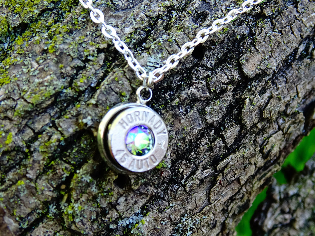 Bullet  jewelry necklace .45 acp Swarovski stone pendant __etsy:1892902442