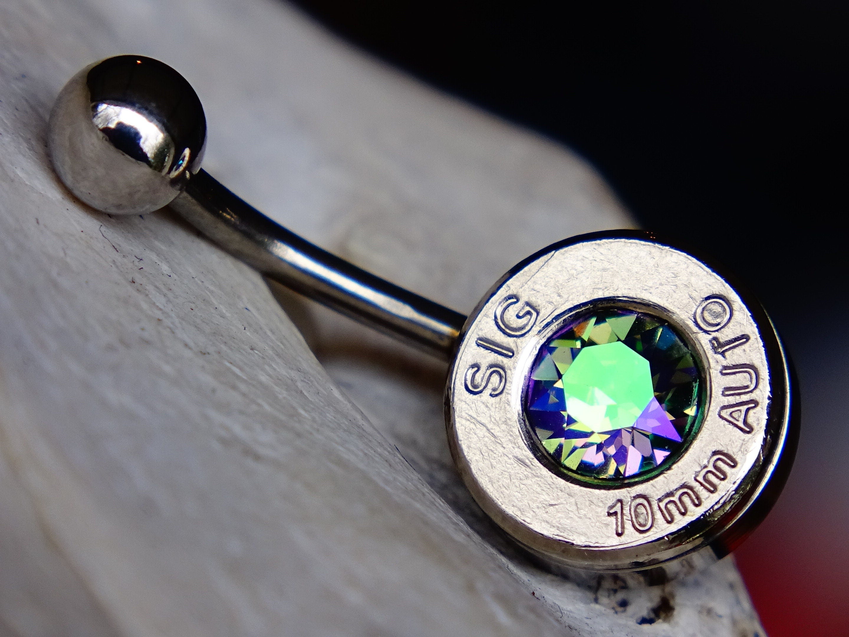 Bullet navel ring belly button ring alexandrite