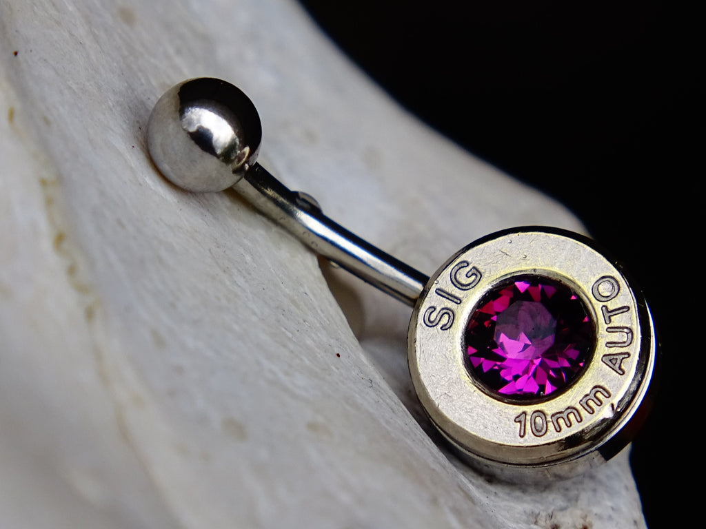 Bullet navel ring belly button ring amethyst