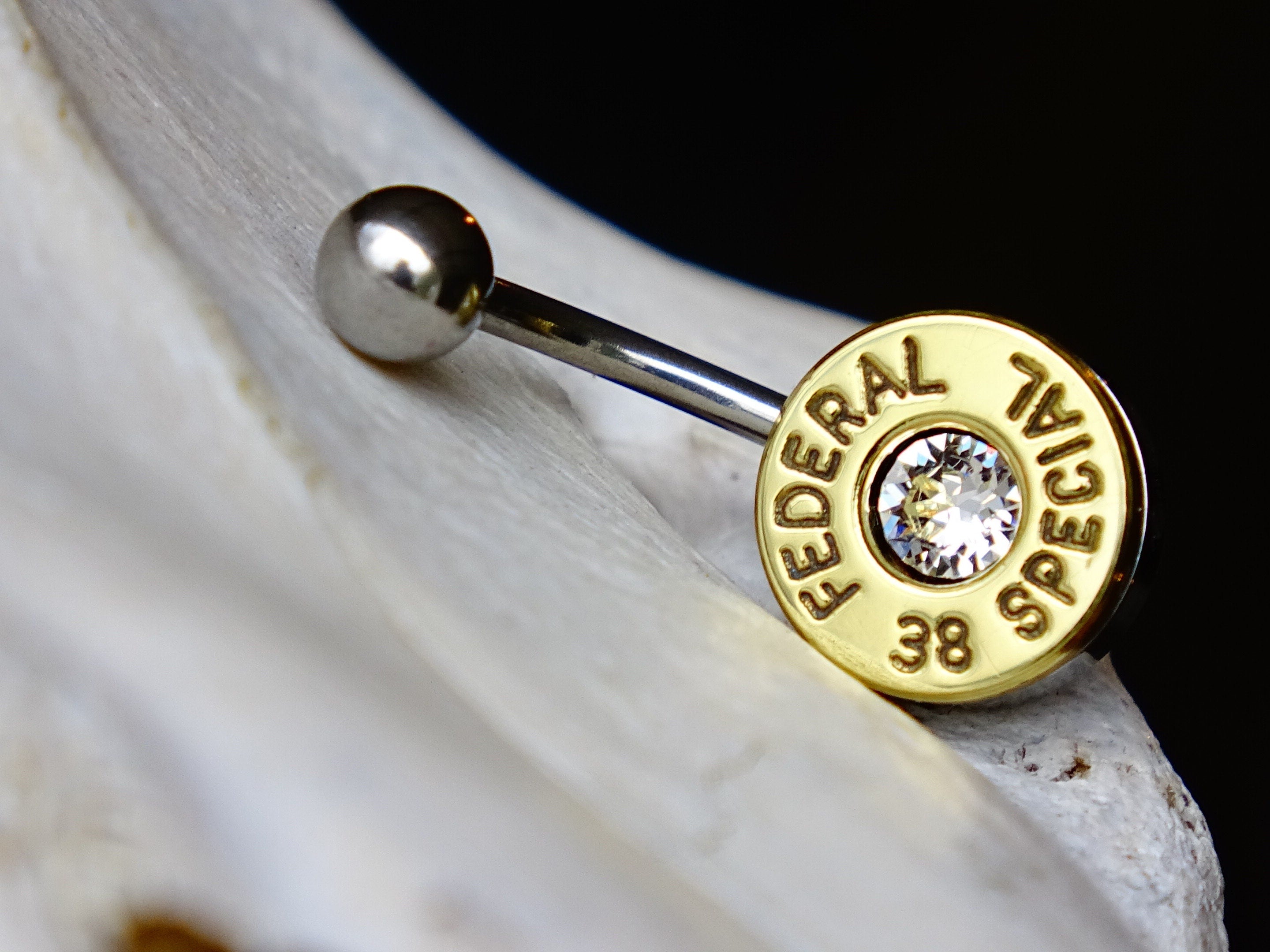 Bullet navel ring belly button ring brass 38 special