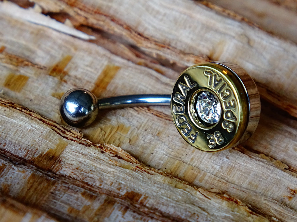 Bullet navel ring belly button ring brass 38 special