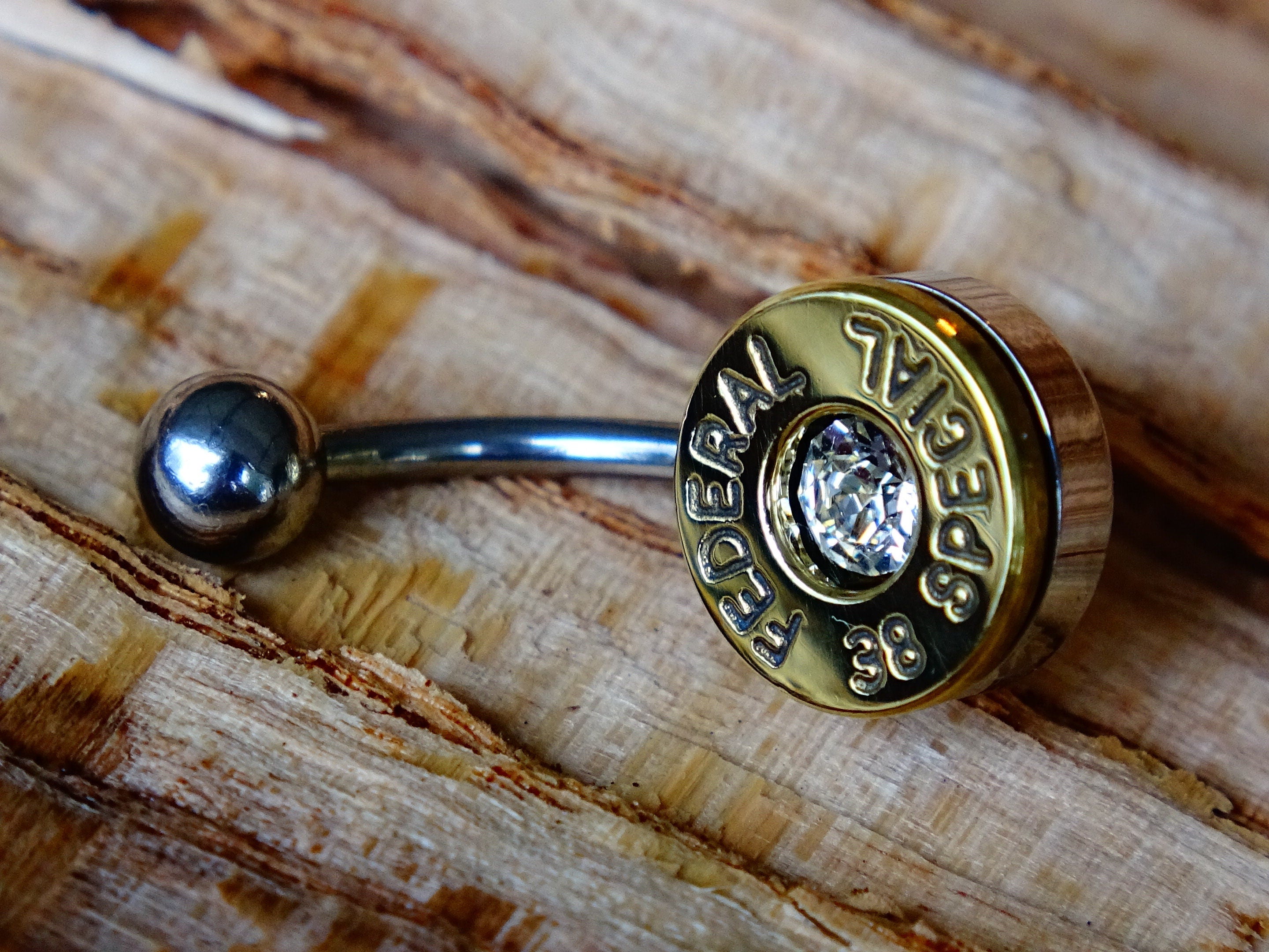 Bullet navel ring belly button ring brass 38 special