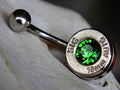Bullet navel ring belly button ring bright green