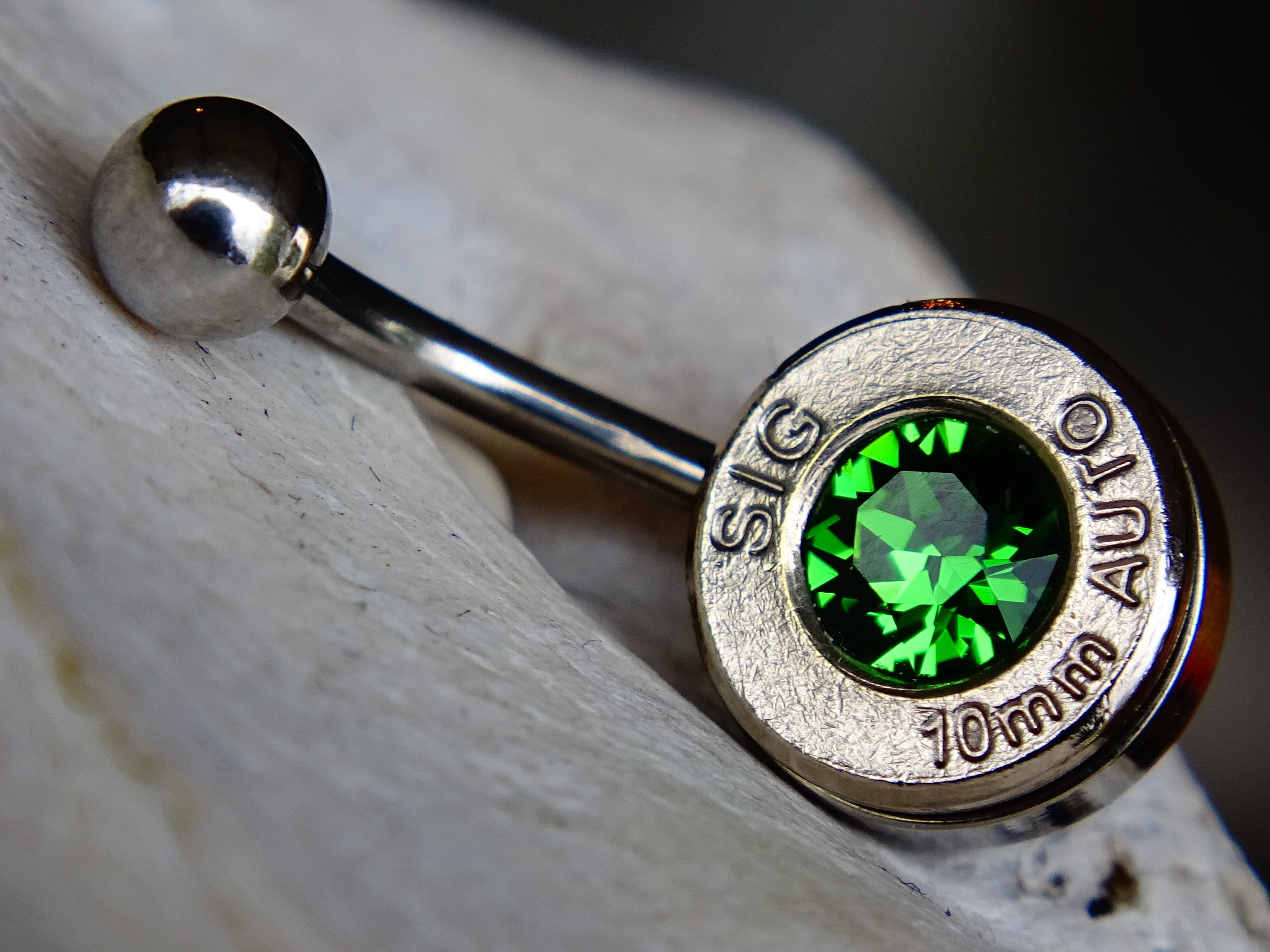Bullet navel ring belly button ring bright green