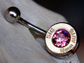 Bullet navel ring belly button ring pink tourmaline